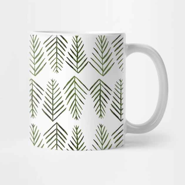 Watercolor pine trees pattern  - sap green by wackapacka